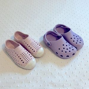 Native Shoes Jefferson pink shoes & Crocs Kids Classic Clog lavender size 10